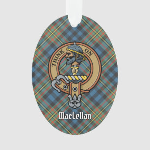 Clan MacLellan Wappen über altem Tartan Ornament
