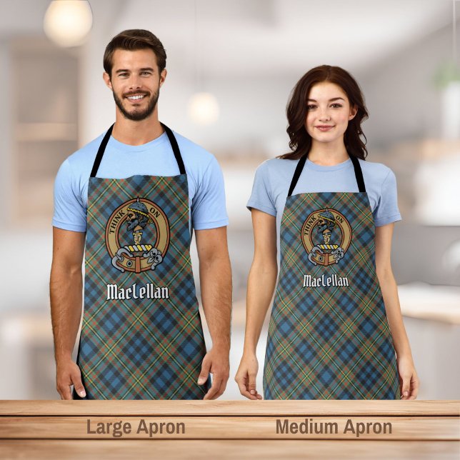 Clan MacLellan Wappen über altem Tartan Schürze (Von Creator hochgeladen)