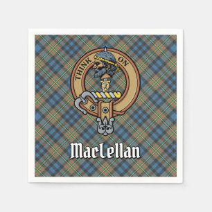 Clan MacLellan Wappen über altem Tartan Serviette