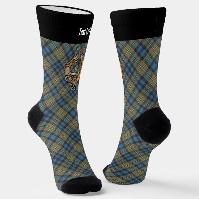 Clan MacLellan-Wappen über altem Tartan Socken (Gewinkelt)