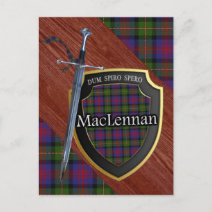 Clan MacLennan Tartan Sword & Shield Postkarte