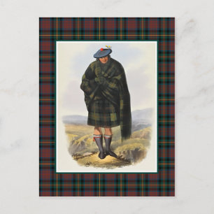 Clan MacLennan Vintag Illustration Tartan Frame Postkarte