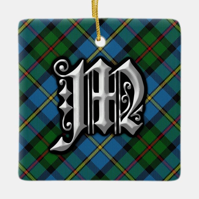 Clan MacLeod mit Vorder- und Rückseite von Tartans Keramikornament (Vorderseite)