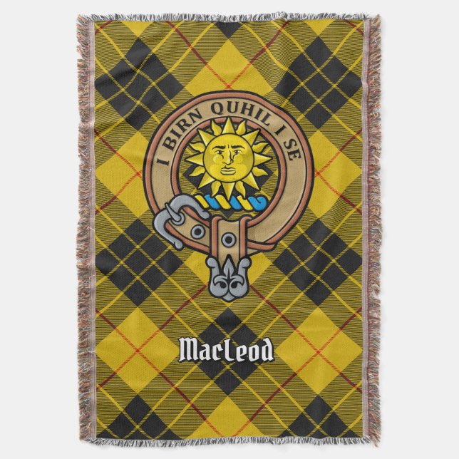 Clan MacLeod of Lewis Wappen über Tartan Decke (Vorderseite Vertikal)