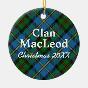 Clan MacLeod Scottish Blue und Green Tartan Keramikornament