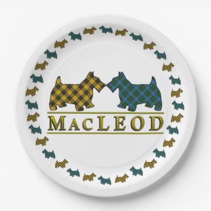 Clan MacLeod Scottish Tartan Scottie Dogs Pappteller