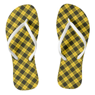 Clan MacLeod Tartan Gelb und Schwarz Kariert Flip Flops