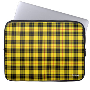 Clan MacLeod Tartan Karierte Monogramm Gelb und Sc Laptopschutzhülle