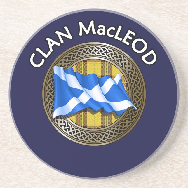 Clan MacLeod Tartan Knot & Flag Getränkeuntersetzer (Vorne)