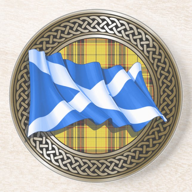 Clan MacLeod Tartan Knot & Flag Getränkeuntersetzer (Vorne)