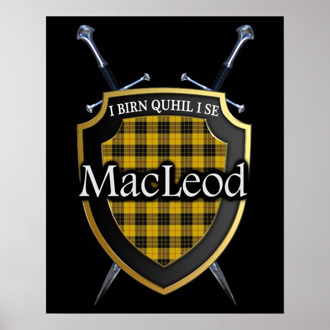 Clan MacLeod Tartan Scottish Shield & Schwerter Poster (Vorne)