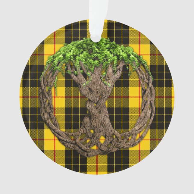 Clan MacLeod Tartan und keltischer Baum des Lebens Ornament (Vorderseite)