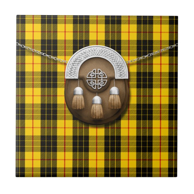 Clan MacLeod Tartan und Sporran Fliese (Vorderseite)