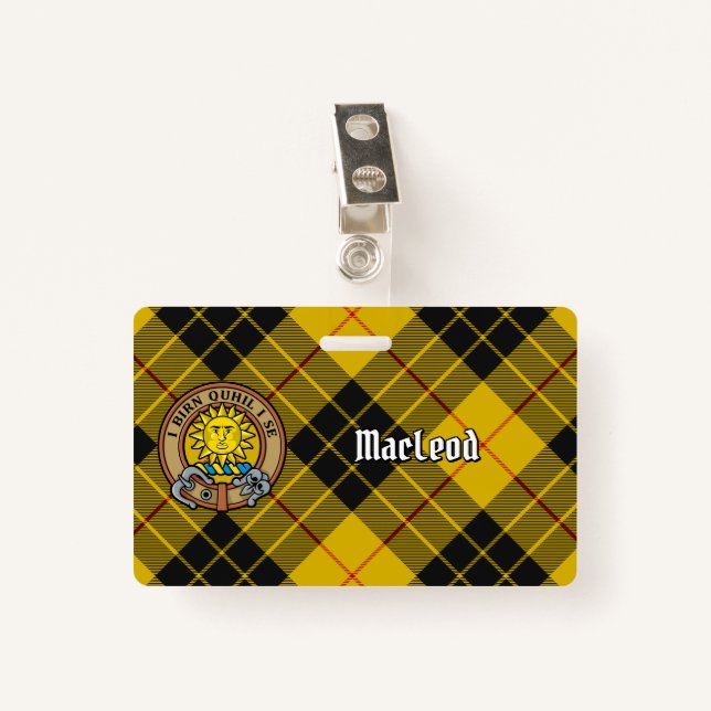 Clan MacLeod von Lewis Wappen über Tartan Ausweis (Vorderseite mit Klammer)