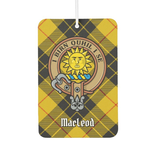 Clan MacLeod von Lewis Wappen über Tartan Autolufterfrischer (Vorderseite)