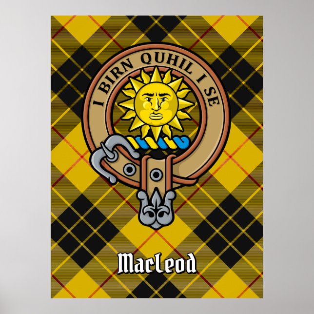 Clan MacLeod von Lewis Wappen über Tartan Poster (Vorne)