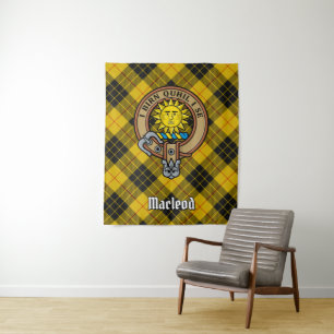 Clan MacLeod von Lewis Wappen über Tartan Wandteppich