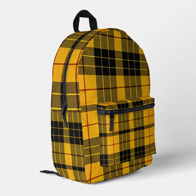 Clan MacLeod von Lewis Yellow Black Scottish Tarta Bedruckter Rucksack (Rückseitige Ecke links)