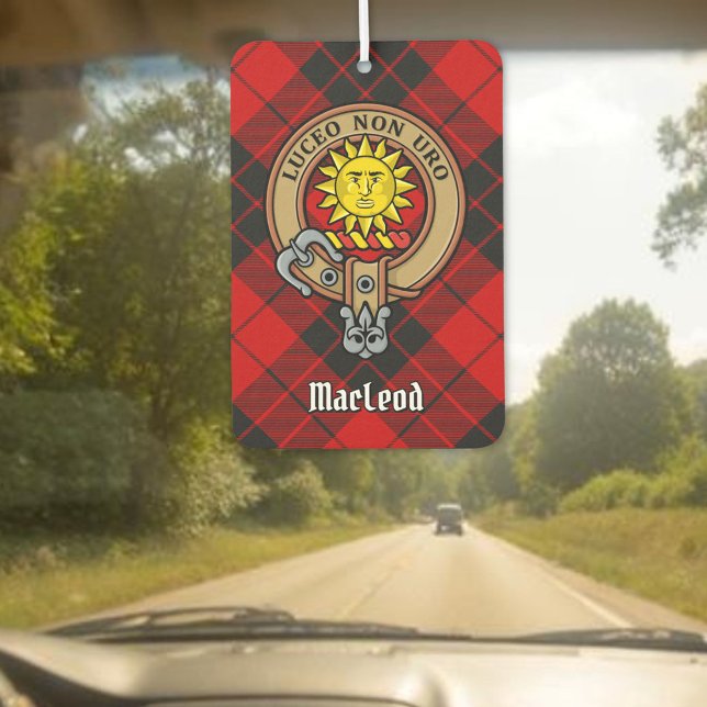 Clan MacLeod von Raasay Wappen über Tartan Autolufterfrischer (Von Creator hochgeladen)