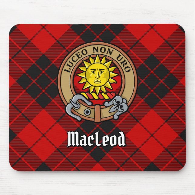 Clan MacLeod von Raasay Wappen über Tartan Mousepad (Vorne)