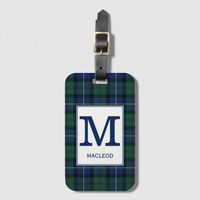 Clan MacLeod von Skye Tartan Mit Monogramm Gepäckanhänger (Vorderseite Vertikal)