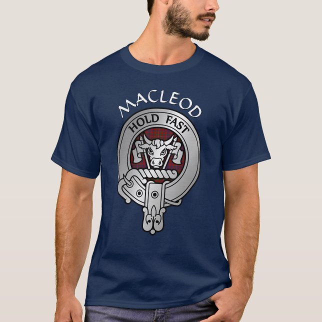 Clan MacLeod Wappen & Red Tartan T-Shirt (Vorderseite)