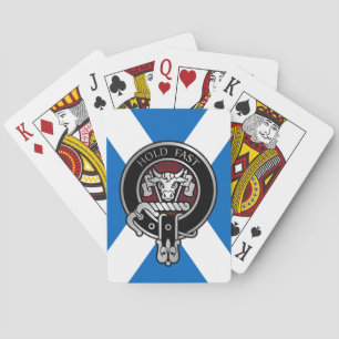 Clan MacLeod Wappen & rotes Tartan auf Saltire Spielkarten