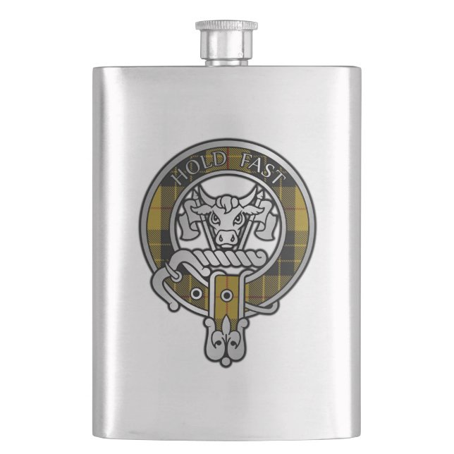 Clan MacLeod Wappen & Tartan Flask Flachmann (Vorderseite)