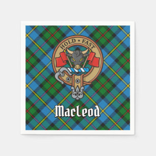 Clan MacLeod Wappen über Jagd Tartan Serviette
