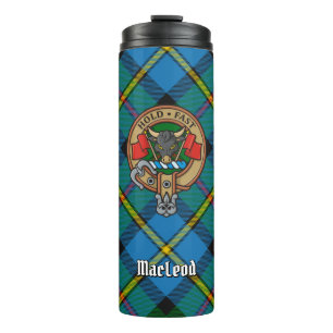 Clan MacLeod Wappen über Jagd Tartan Thermosbecher