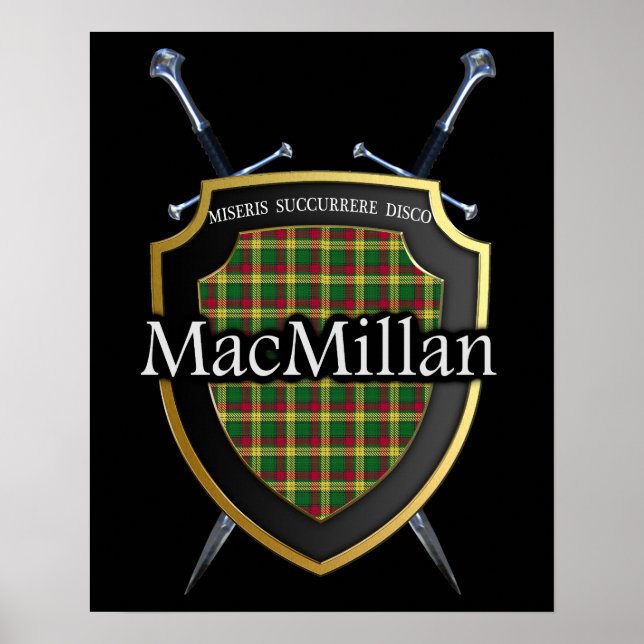 Clan MacMillan Tartan Scottish Shield & Schwerter Poster (Vorne)