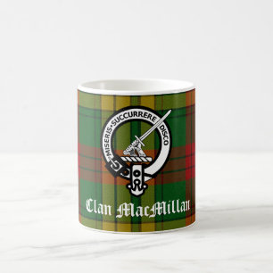 Clan MacMillan Wappen Abzeichen und Tartan Kaffeetasse