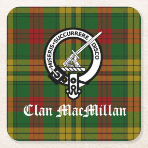 Clan MacMillan Wappen Abzeichen und Tartan Rechteckiger Pappuntersetzer