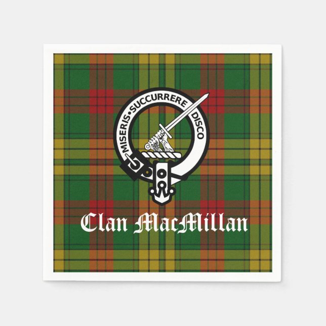 Clan MacMillan Wappen Abzeichen und Tartan Serviette (Vorderseite)