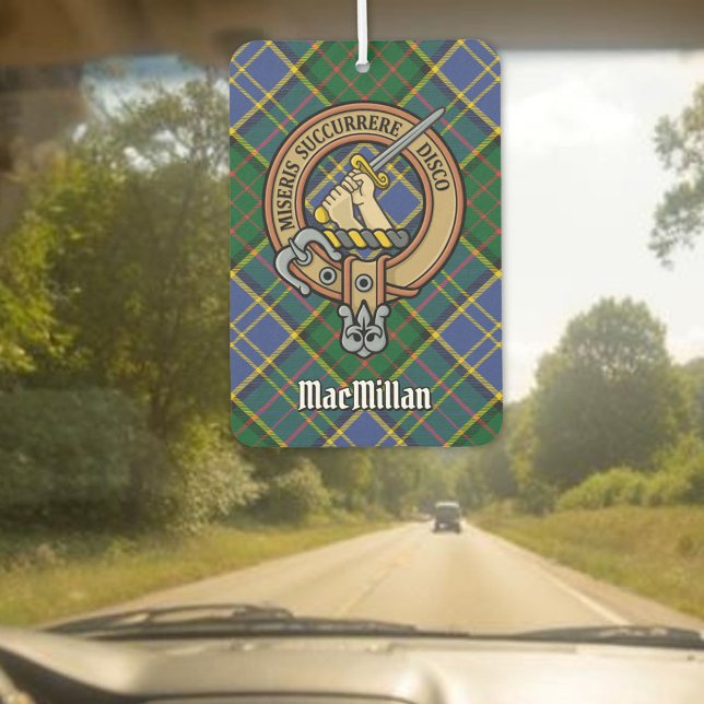 Clan MacMillan Wappen über die Jagd auf Tartan Autolufterfrischer (Von Creator hochgeladen)