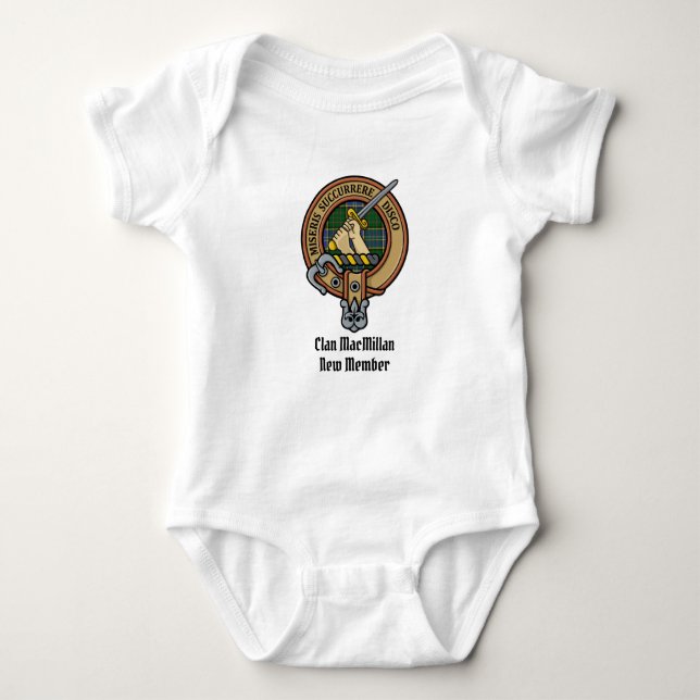 Clan MacMillan Wappen über die Jagd auf Tartan Baby Strampler (Vorderseite)