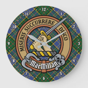 Clan MacMillan Wappen über die Jagd auf Tartan Große Wanduhr