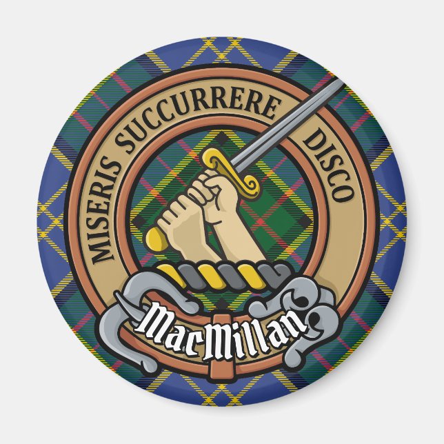 Clan MacMillan Wappen über die Jagd auf Tartan Magnet (Vorne)