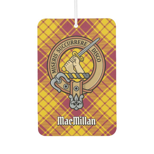 Clan MacMillan Wappen über Dress Tartan Autolufterfrischer (Vorderseite)