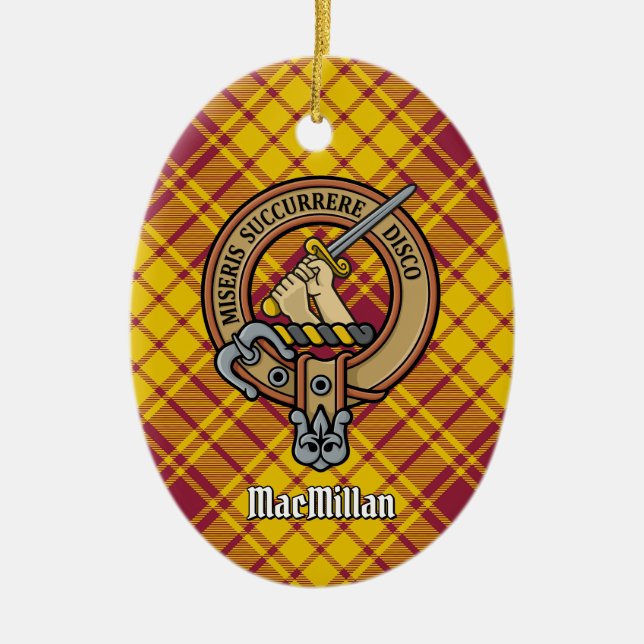 Clan MacMillan Wappen über Dress Tartan Keramik Ornament (Vorne)