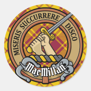 Clan MacMillan Wappen über Dress Tartan Runder Aufkleber