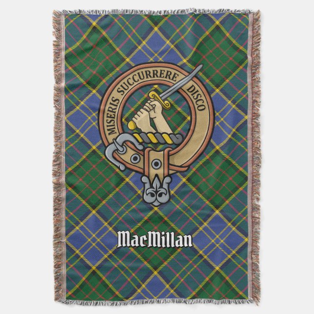 Clan MacMillan Wappen über Jagdtartan Decke (Vorderseite Vertikal)
