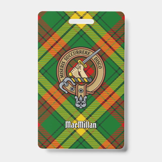 Clan MacMillan Wappen über Tartan Ausweis (Vorderseite)