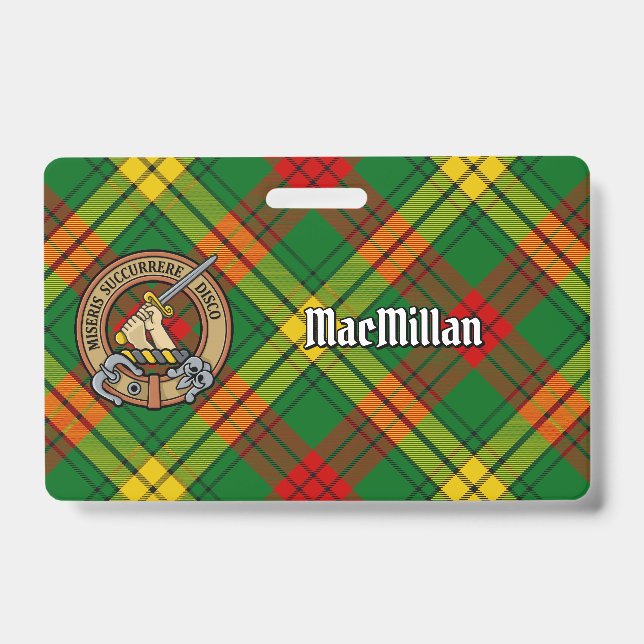 Clan MacMillan Wappen über Tartan Ausweis (Vorderseite)
