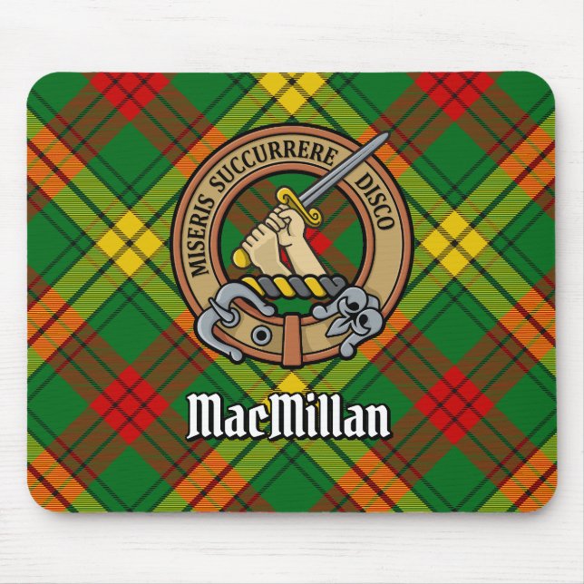 Clan MacMillan Wappen über Tartan Mousepad (Vorne)