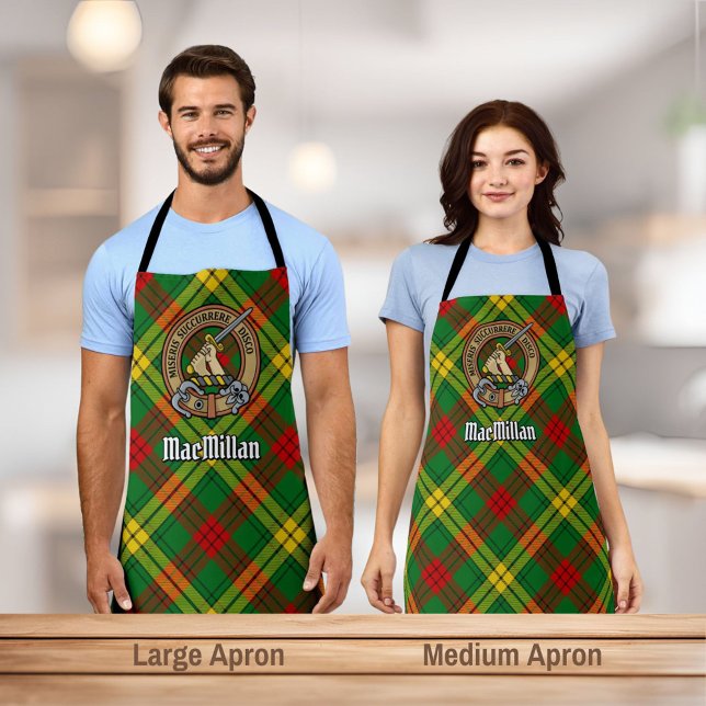 Clan MacMillan Wappen über Tartan Schürze (Von Creator hochgeladen)