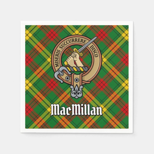 Clan MacMillan Wappen über Tartan Serviette (Vorderseite)