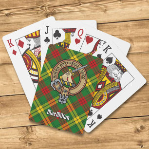 Clan MacMillan Wappen über Tartan Spielkarten