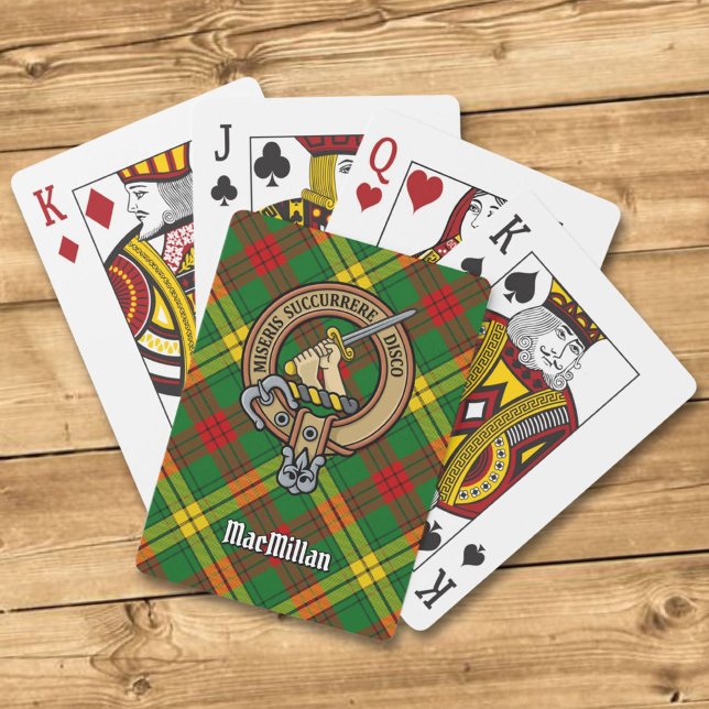 Clan MacMillan Wappen über Tartan Spielkarten (Von Creator hochgeladen)