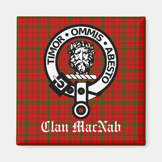 Clan MacNab Wappen Abzeichen und Tartan Magnet (Vorne)